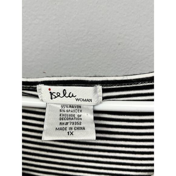 Isela Blouse Womens 1X Stripe Bell Sleeve Rainbow Colors Tassels Scoop Neck - Picture 4 of 5